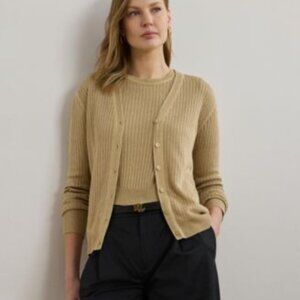 Lauren Ralph Lauren Tan Cardigan Sweater Set